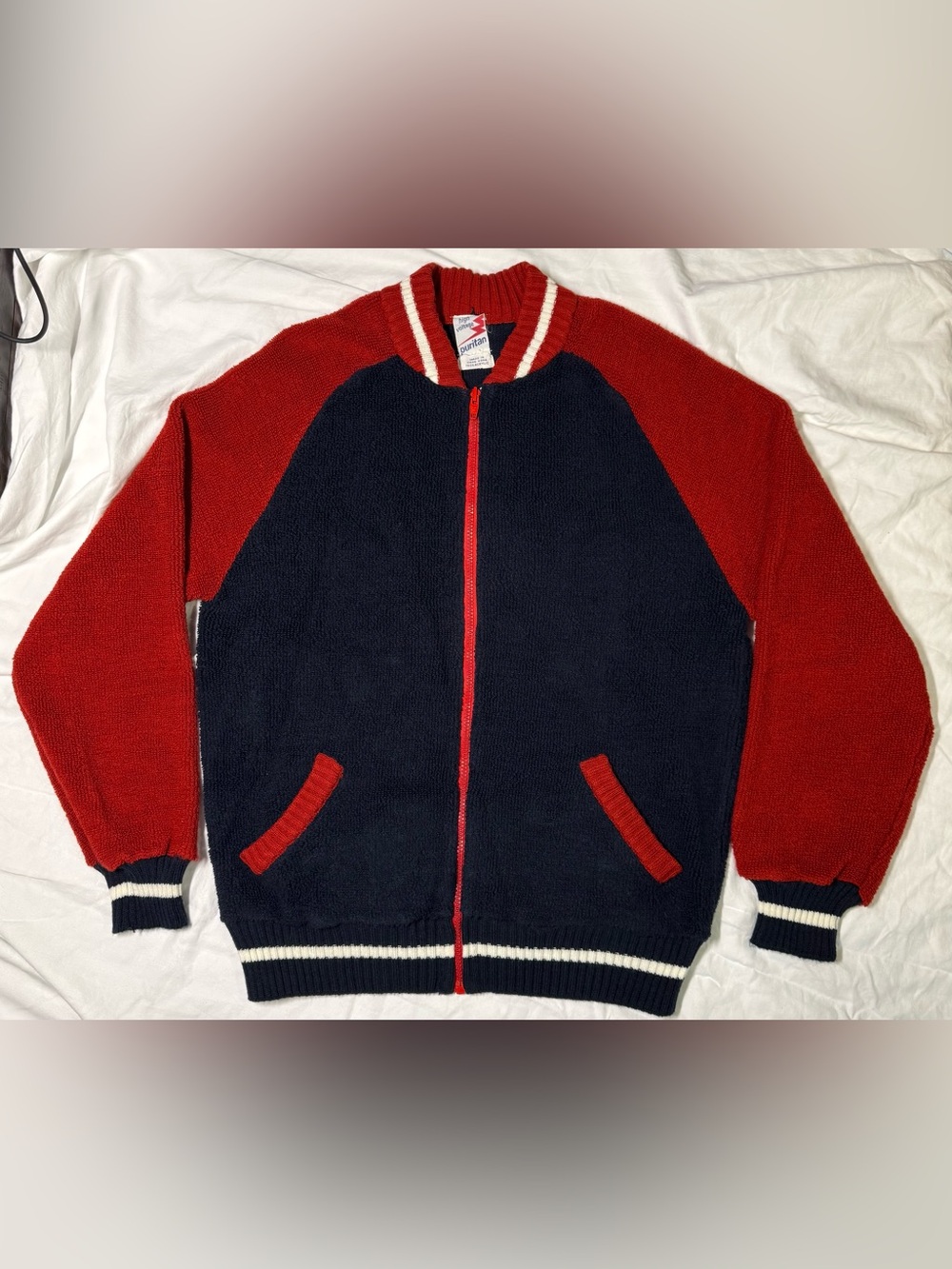 Vintage Puritan High Voltage Fleece Knit Full Zip Size Large 70’s EUC
